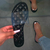 Summer Clear Strap Slip on Flat Sandals Oshnow